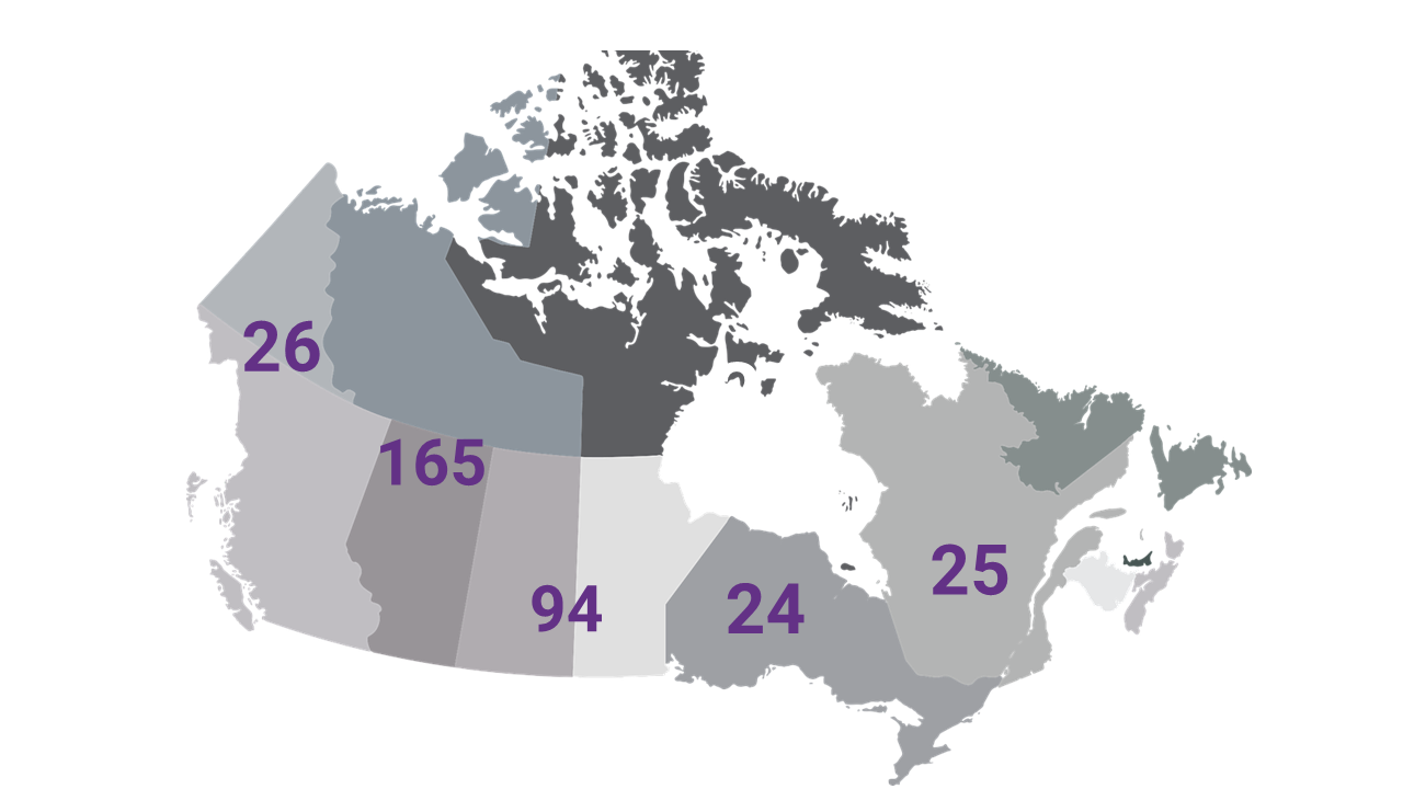 map of canada with entries